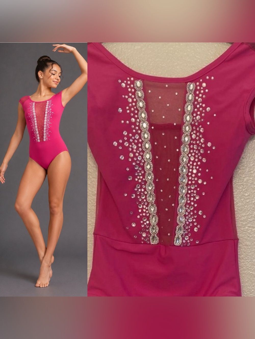BP design Custom solo iilusion hot pink Dance Costume Leotard contemporary XS